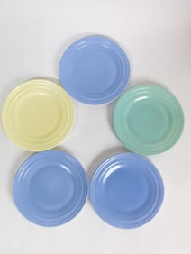 (5) Vintage Hazel Atlas Pastel Glass Plates