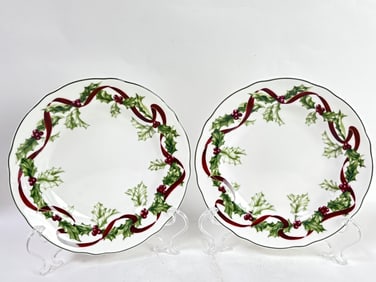 Pr. of 1998 Charter Club Winter Garland Porcelain