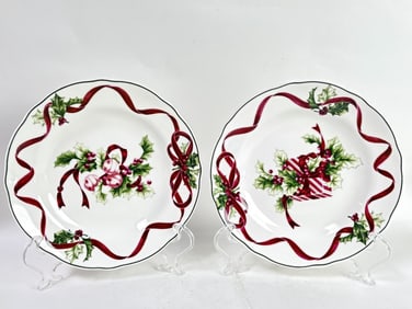 (2) 1998 Charter Club Winter Garland Porcelain Pla