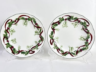 Pr. of 1998 Charter Club Winter Garland Porcelains