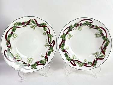 Pr. of 1998 Charter Club Winter Garland Porcelains