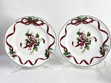 Pr. of 1998 Charter Club Winter Garland Porcelain
