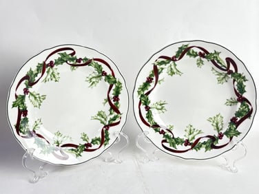 Pr. of 1998 Charter Club Winter Garland Porcelain