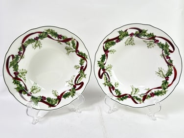 Pr. of 1998 Charter Club Winter Garland Porcelain