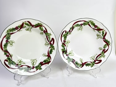 Pr. of 1998 Charter Club Winter Garland Porcelain