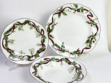 (3) 1998 Charter Club Winter Garland Porcelain