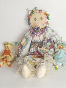 (3) Vintage Cloth Art Dolls