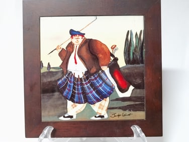 Vintage Jennifer Garant Scotish Golfer Ceramic Til