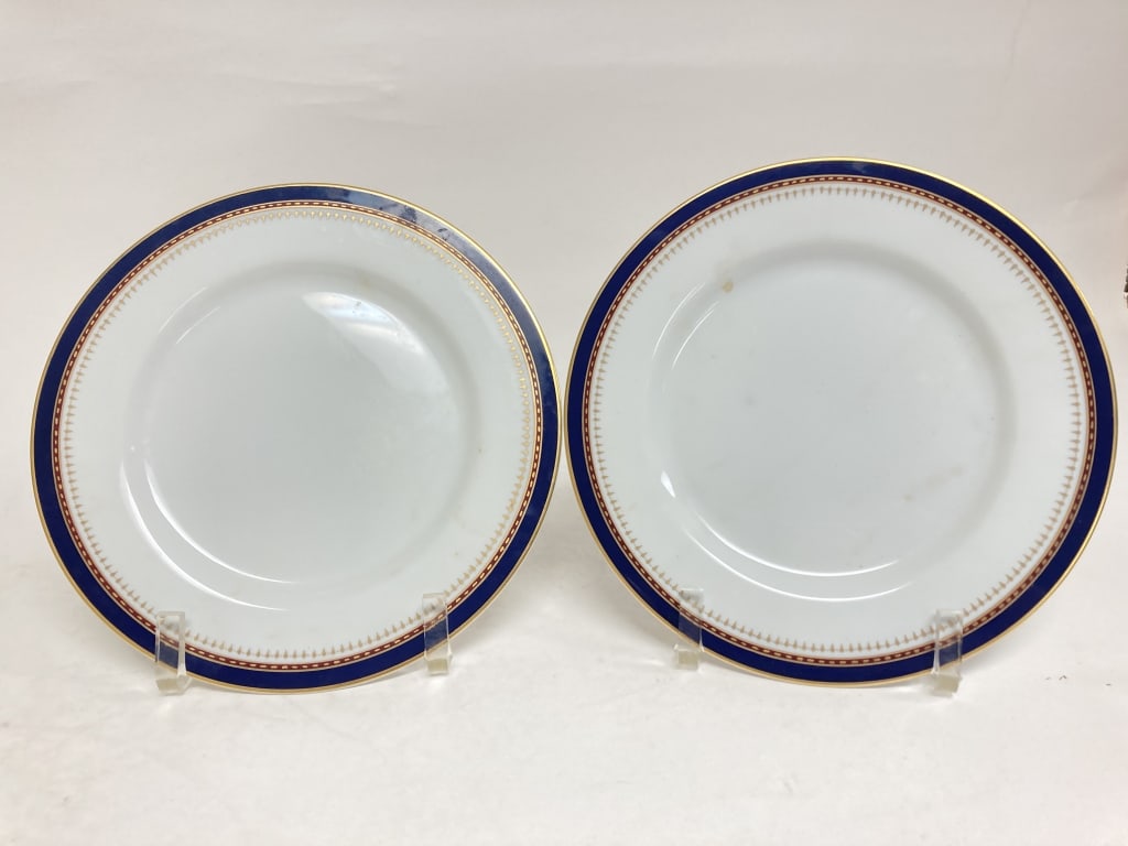 (2) Fitz & Floyd Porcelain Starburst Colbalt Ingla: (2) Fitz & Floyd Porcelain Starburst Colbalt Inglaze Plates, 7.5in