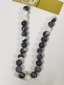 Group of Black White Marble Beads