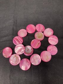 Group of Pink Mother-of-Pearl Round Flat Beads