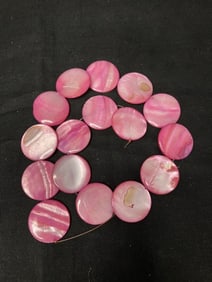 Group of Pink Mother-of-Pearl Round Flat Beads