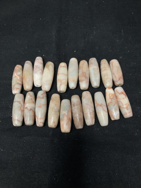 Group of Marble Tube Beads: Group of Marble Tube Beads, 1 1/8in