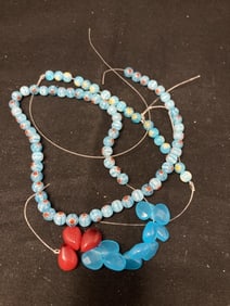 Group of Blue Flower Glass Beads