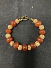 Stone and Cork Bead Bracelet