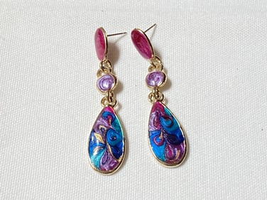 Pr. of Costume Enameled Earrings
