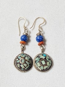 Pr. of Turquoise Inlay Earrings