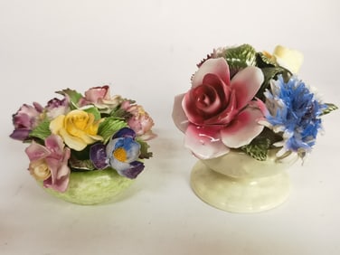(2) Vintage England Porcelain Flower Bouquets