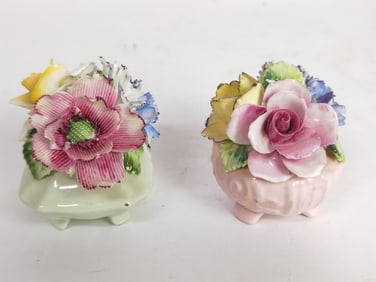 (2) Vintage Radnor England Porcelain Flower Bouque