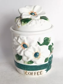 Vintage Ceramic Floral Coffee Jar