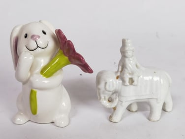 (2) Vintage Porcelain Rabbit and Elephant