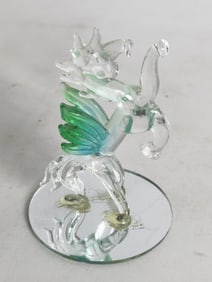 Vintage Green Art Glass Horse Decor