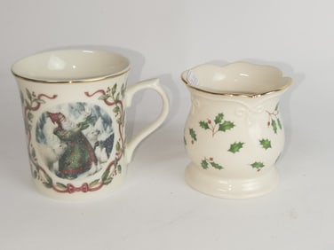 Lenox Porcelain Holiday Mug and Creamer