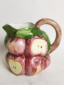Vintage Bassano Italy Pottery Apple Pitcher