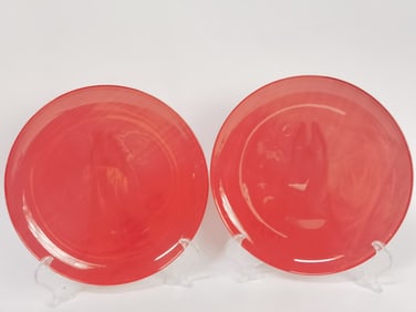 Pr. of Large Vintage ARC France Red Glass Plates