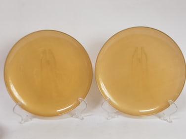 Pr. of Large Vintage ARC France Amber Glass Plate