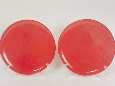 Pr. of Large Vintage ARC France Red Glass Plates