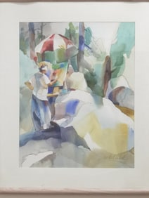 Portrait Watercolor Painting, Signed Whitlock