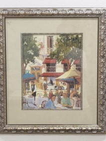 Vintage Print of Street Scene Oil Painting by Shir