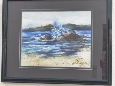 "Washington Coast" Watercolor Painting, Signed Han