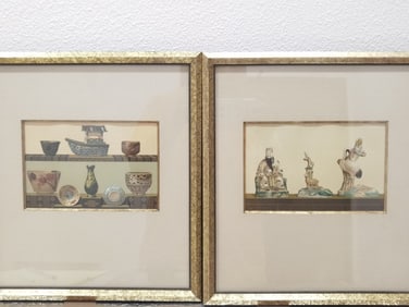 (2) Vintage Wall Prints of Asian Objects