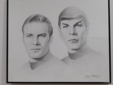1989 Star Trek Pencil Drawing, Signed Gary Sadomp