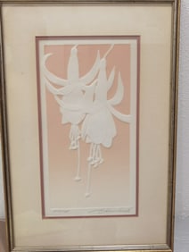 Embossed Floral Silhouette Serigraph, Signed W