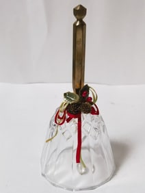 Vintage Glass Dinner Bell with Metal Handle
