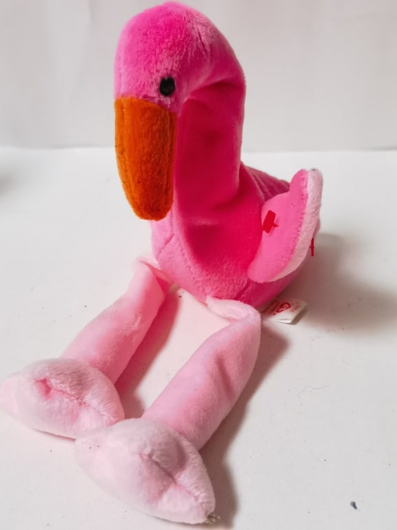 1995 Ty Pinky the Flamingo Beanie: 1995 Ty Pinky the Flamingo Beanie, 11in