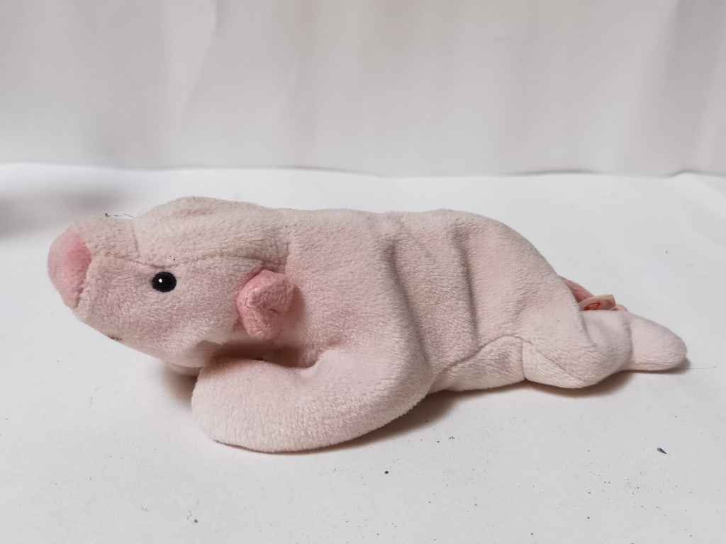 1993 Ty Squealer the Pig Beanie: 1993 Ty Squealer the Pig Beanie, 9in