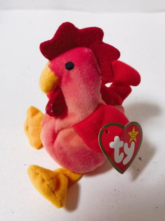 1999 Ty Strut the Rooster Beanie: 1999 Ty Strut the Rooster Beanie, 6.5in