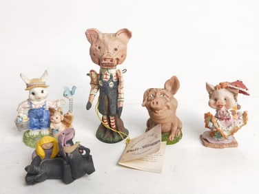 (5) Vintage Pig Table Decors