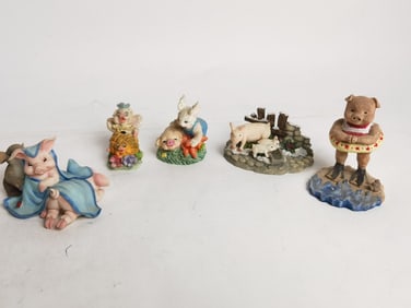 (5) Vintage Pig Table Decors