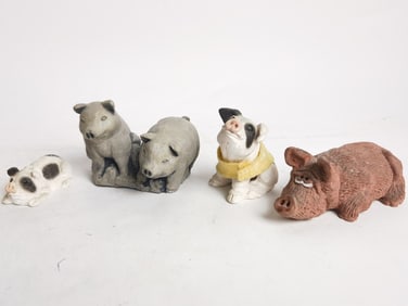 (4) Vintage Pig Table Decors