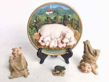 (4) Vintage Pig Table Decors
