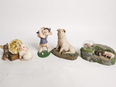 (4) Vintage Pig Table Decors