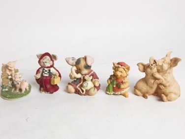 (5) Vintage Pig Table Decors