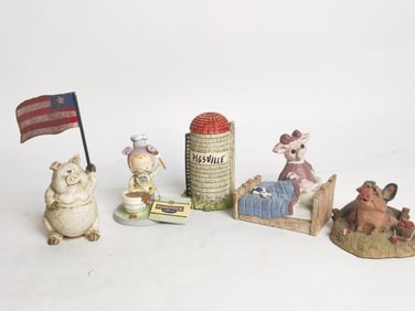 (5) Vintage Pig Table Decors