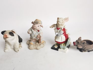 (4) Vintage Pig Table Decors