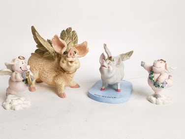 (4) Vintage Pig Table Decors